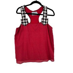Judith March‎ Houndstooth Crimson Tiered Lined Top University of Alabama Large